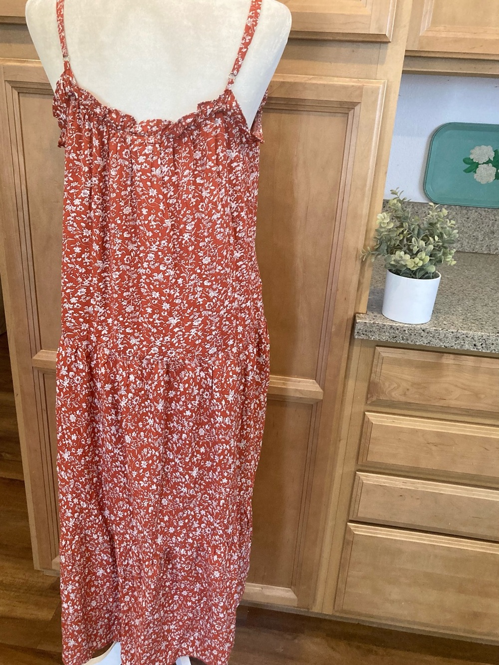 NATURAL LIFE Rust Floral Spaghetti-Strap Midi Dress Size S Can Also Fit M - Picture 6 of 8